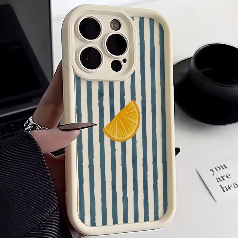 Xiaomi Phone Accessories - Çizgili Limon Dilimi Desenli Telefon Kılıfı