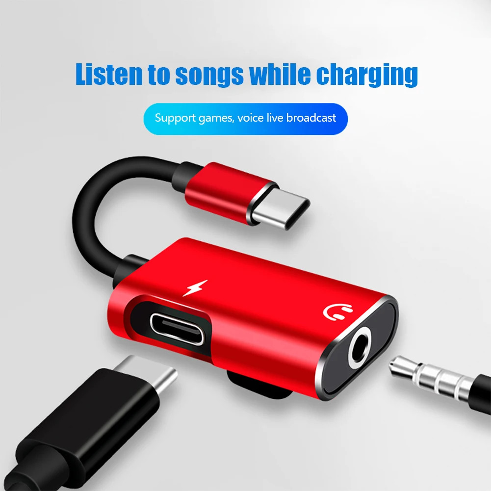 Earphone Splitter Jack - 2'si 1 arada USB-C - 3,5