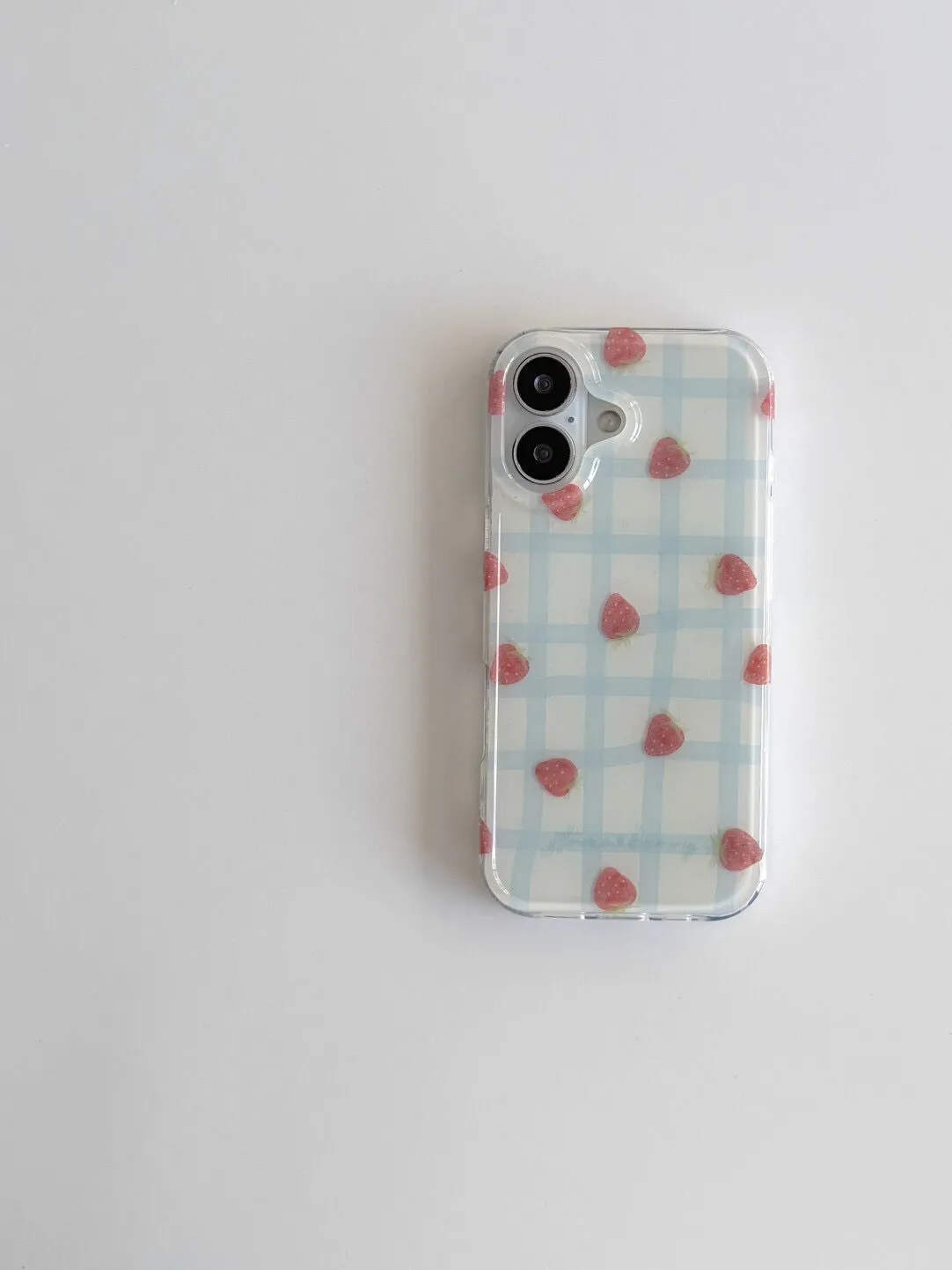 Taze Mavi Kareli Desenli Çilek - Y2K Phone Accessories incelemesi ve fiyatı