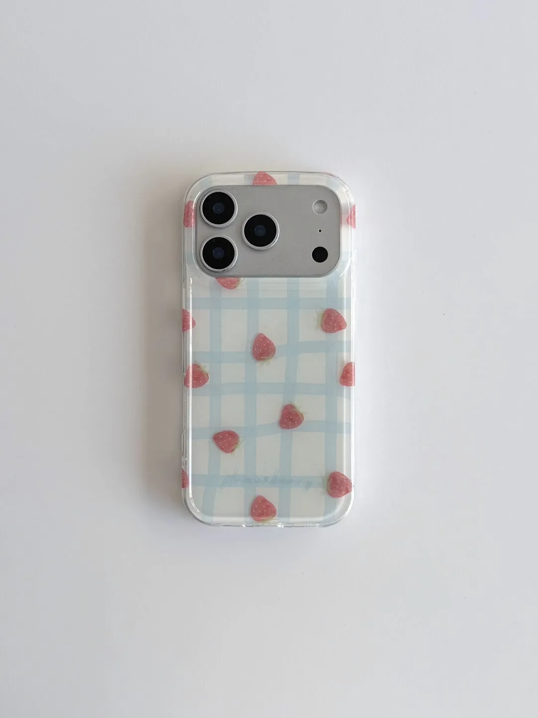 Taze Mavi Kareli Desenli Çilek - Y2K Phone Accessories incelemesi ve fiyatı