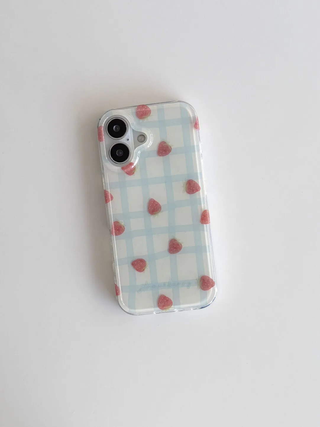Taze Mavi Kareli Desenli Çilek - Y2K Phone Accessories incelemesi ve fiyatı